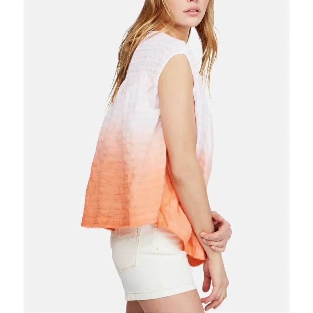 Free People NWT Womens Little Bit of Something Ombre V-Neck Blouse Sz M